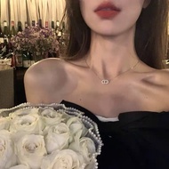 [Pérola - Necklace] Silver Plated Necklace with CD Letter - VCO002