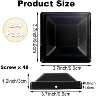 CYEAH 24 Pcs Wood Fence Post Caps, 3.5 x 3.5 in Deck Post Plastic Caps, Wooden Fence Post Cover Deck