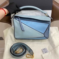 羅意威loewe幾何包puzzle小號 藍拼色 斜背包