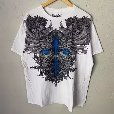 Y2k MMA Elite crucifix of destiny Print T shirt street Renaissance apparel Gothic Vintage Summer Sho