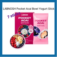 LABNOSH Pocket Acai Bowl Yogurt Stick (Low Sugar) / 7 Sticks | Korean Healthy Smoothie Mix | High Fi