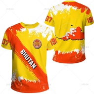 Kingdom Of Bhutan Map Flag 3D Print T Shirt Bhutan Coat Of Arms Graphic T-shirts Men Fashion Streetw