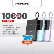 PINENG PN-891PD Built-in Cable Fast Charge 22.5W 10000mAh Slim Powerbank
