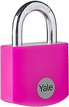 Yale YE3B/32/116/1/P - Pink Aluminium Padlock (32 mm) - Indoor Lock for Locker, Backpack, Tool Box - 3 Keys - Standard Security