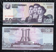 Uang Kuno Asing Korea Utara 50 Won 2002 UNC Mulus Gress Per 1
