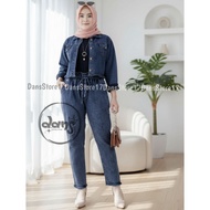 Casual Women's Jeans Jacket Set - Trendy Denim Outfit - Women's Jacket and Jeans Set - Look Casual D