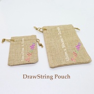 Drawstring Pouch Gift Bag Gunny Sack Brown Colour Fabric Cloth (Mini Rice Sack) Casings Ladies Girls Christmas Xmas Viu