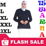 BISA COD XXXL 3XL XXL XL L M Kaos T-Shirt Wanita Cewek Perempuan Jumbo Big Size Lengan Panjang Polos
