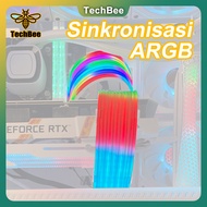 TechBee ARGB strip 5V 3PIN PSU Cable Cover Sync CABLE PSU EXTENSION & VGA EXTENSION ARGB SYNC 24Pin