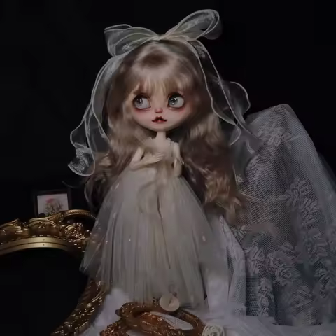 BJD Blythe Clothes Romantic pink white Black mesh lace dress skirt 1/6 30cm Dolls (Fit for Pullip,Ob