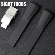 สายนาฬิกาข้อมือยางปลายโค้ง20มม. สำหรับ Rolex Seiko สายนาฬิกาปรับสองทางพอดีกับสายรัดข้อมือขนาดเล็กกลา