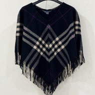 Burberry 倫敦 流蘇格紋羊毛斗篷