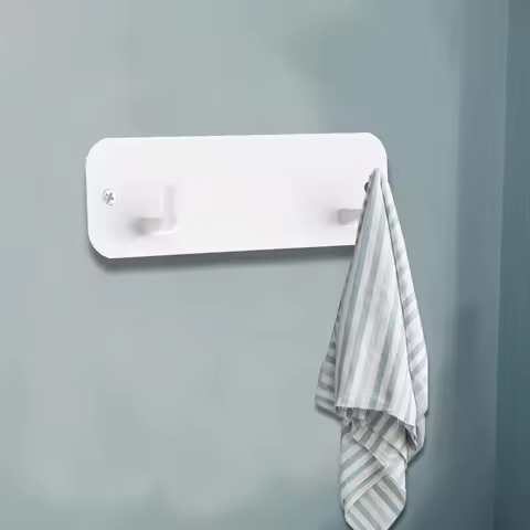 Coat Rack Wall Mount Hooks for Hanging White 4.72"x1.57"x0.12" 1 Pc
