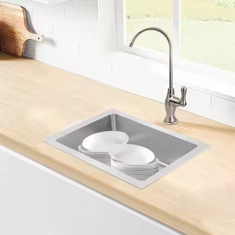 22x19x12in Stainless Steel Floor Mop Sink with Strainer Hose for Kitchen Laundry Garage Commercial U