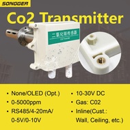 QT-G10 CO2 Transmitter Duct Mounted Sensor RS485 4-20mA 0-10V 0-5V for HVAC Greenhouse Carbon Dioxid
