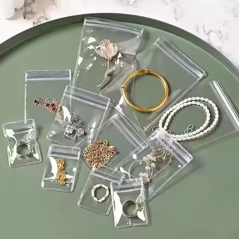 Transparent PVC Jewelry Pouches Zip Storage Bag for Earring Necklace Jewelry Ziplock Travel Jewelry 