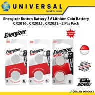 [SG SHOP SELLER] Energizer Button Battery 3V Lithium Coin Battery CR2016 , CR2025 , CR2032 - 2 Pcs P