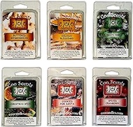 6 Pack Highly Scented Soy Blend Wickless Candle Wax Bar Melt Cubes - Frosty Pine, Spiced Cranberry, Cookies for Santa, Buttered Gingerbread, Holiday Blessings, and Christmas Spice