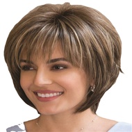 Women's Wig Fashion Short Hair Straight Hair Mixed Color Wig Headgear