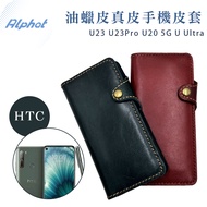 U24 U24Pro U23 U23Pro U20 U Ultra Retro Oil Wax Leather Genuine HTC Side Flip Phone Case