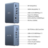 IDSONIX DisplayLink แท่นวางมือถือจอภาพคู่15 In 1 USB C 3.0แท่นวางมือถือกับจอแสดงผล HDMI คู่4K 100W P