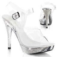 SIZE EUR37 ONLY 4.5 Inch Heel ELEGANT-408 Clear-Silver