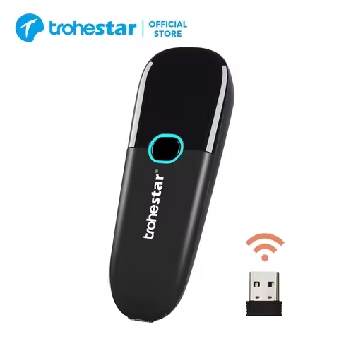 Trohestar Barcode Scanner 1D/2D Wireless Bar Code Reader 2.4G Bluetooth-compatible Scanner Barcode f
