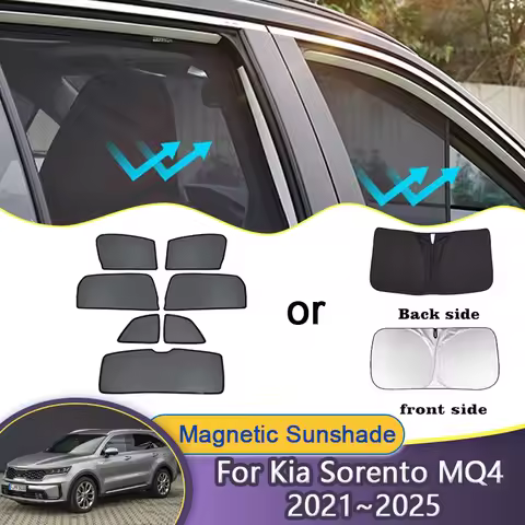 Car Mesh Visor For Kia Sorento MQ4 Accessories 2021~2025 2023 2024 Magnetic Sunshades Windshield Win
