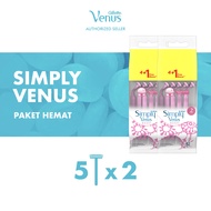 [NEW!] Gillette Venus Simply 2 Venus Basic Razor isi 5 pcs x2
