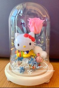 Hello Kitty保鮮花玻璃瓶 永生花 Preserved Flower