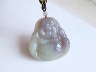 天然煙紫和田玉佛公項鏈 彌勒佛吊墜 料子厚實 細膩油潤 平安喜樂