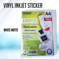Quaff PET Waterproof White Matte Sticker Printable A4 Inkjet Vinyl Sticker 180gsm 22sheets