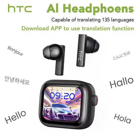 2026 HTC NE40 Bluetooth Headphones TWS Sports Wireless Earphones AI Language Translator Earbud In-Ea