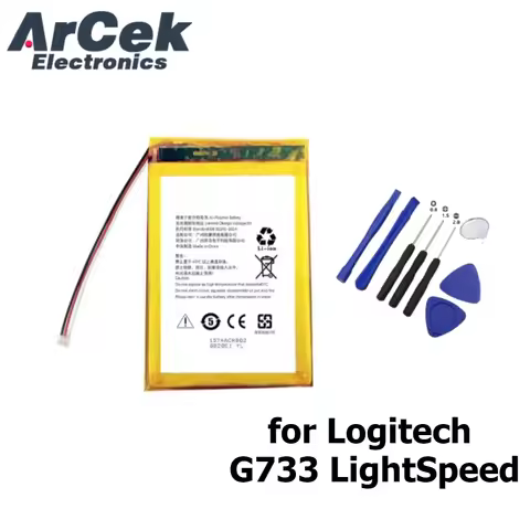 New 3.7V 1500mAh Replacement Battery with 3 Wire Plug for Logitech G733 LightSpeed Wireless Game Hea