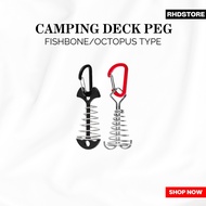 Camping Peg Fishbone Deck Peg Outdoor Camping Deck Carabiner Tarp Flysheet Pole