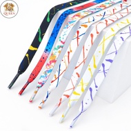 QC Flat Splash Ink Shoelaces for Sneakers Canvas Casual Tennis Shoes Shoelace Colorful Shoe Laces fo