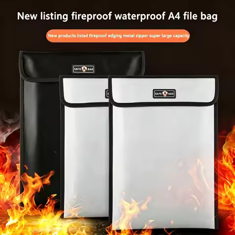 A4 Fireproof Waterproof Document Bag Zipper Fire Safe Storage Pouch Cash Money File Envelope for Hom