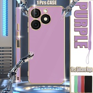 For Itel A50 A667L Electroplated Case with Silicone Rope