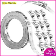 304 Stainless Steel Hose Clamp Strap DIY Screw Band with Fasteners Worm Gear Clip Adjustable Pipe Ducting Hose Clamp