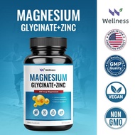 Wellness Magnesium Glycinate 500MG Magnesium Supplement with Zinc,Vitamin D3 for Nerves Function, Mu