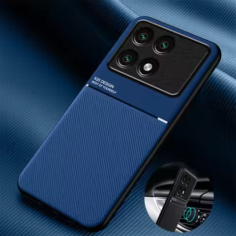 Car Magnetic Holder Leather Cover For Xiaomi Poco X6 Pro 5G Case Silicone Protect Funda Pocox6pro Po