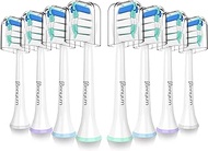 Replacement Heads for Philips Sonicare - Replacement Brush Head Compatible with Sonicare Electric Toothbrush – Not Too Hard or Soft - Awesome Design from Senyum - Affordable 8 Packs (Blue and White)