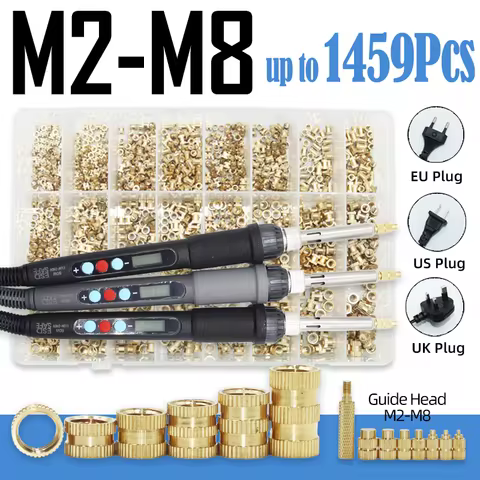 Threaded Heat Set Insert Digital Electric Soldering Iron Tip M2 M3 M4 M5 M6 M8 3D Printer Plastic Br
