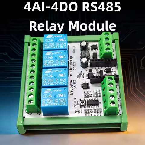for Arduino WEB MQTT Ethernet Network IOT 4AI-4DO RS485 Relay Module DC 7-24V ESP32 C3 Super Mini Ex