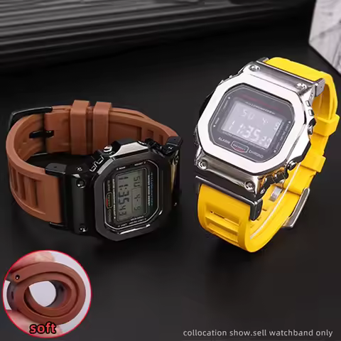 For Casio G-SHOCK GW-M5610 DW5600 DW5610 GA2100 fluoro rubber watch strap Stainless steel adapter Si
