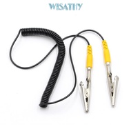 WISATHY Coiled Cord, PU,Metal 180cm / 71" Anti-Static ESD Grounding Cable, Black 2mm Male-to-Female 