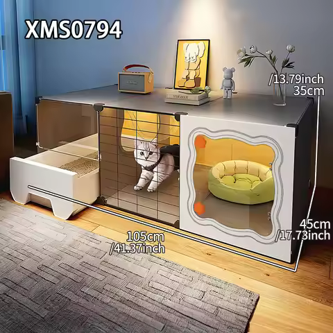 Kitten Cage with Litter Box, Indoor Rabbit House, Small Dog Cage, Cat House, Cat Villa, Small Pet Vi