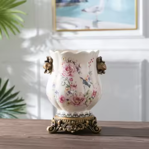 Antique Handicraft Ceramic Vase Ancient Chinese Style Vase Wedding Gifts Home Furnishing Decoration 