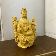 Box Boxwood Carving Golden Boy Jade Girl Buddha Statue Boy Boy Statue Send Fortune Boy Free Guanyin 