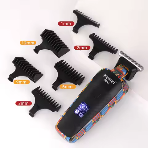 Kemei Hair Trimmer Men Professional Hair Clipper Electric Beard Razor 0mm T-blade Hair Cutting Machi